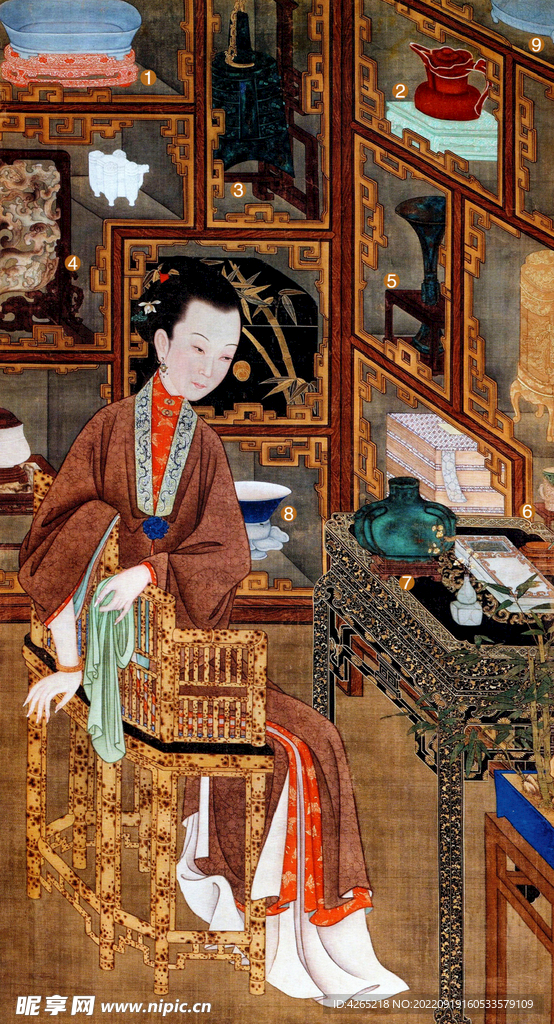 清雍正-十二美人之博古幽思