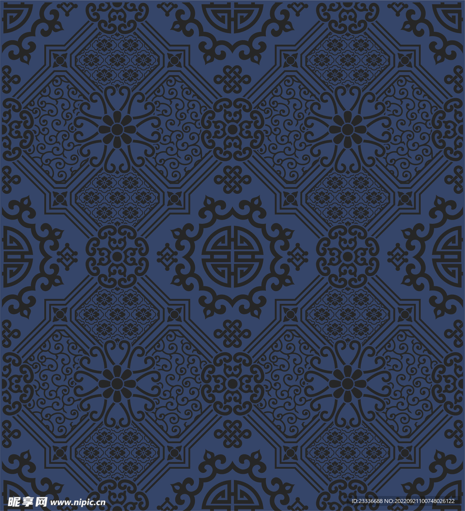 无缝拼接国风矢量素材