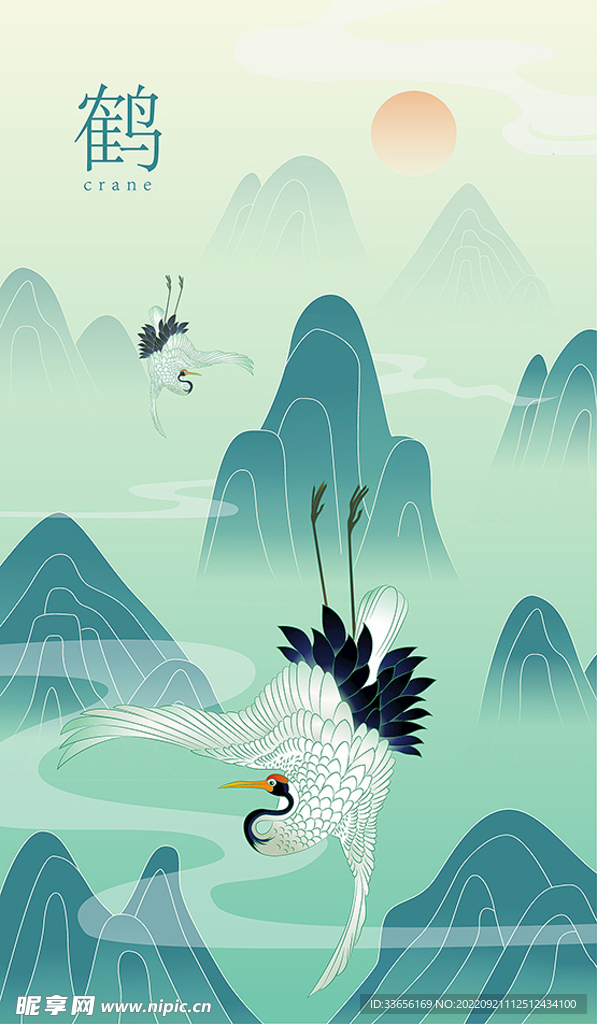 矢量仙鹤插画