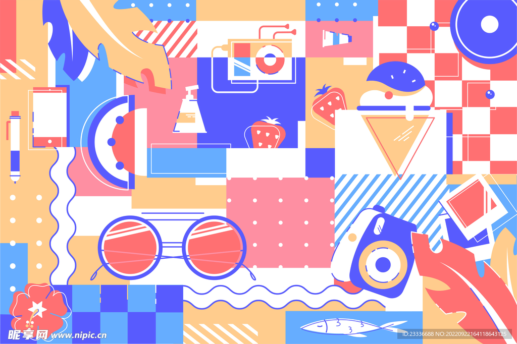 矢量几何扁平风插画