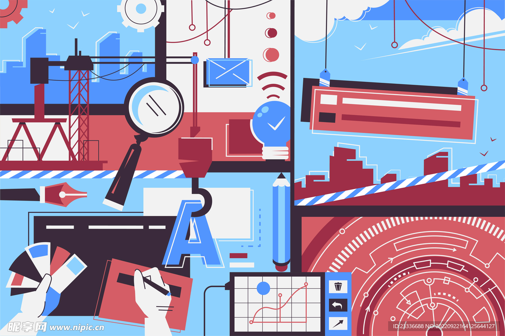 矢量几何扁平风插画