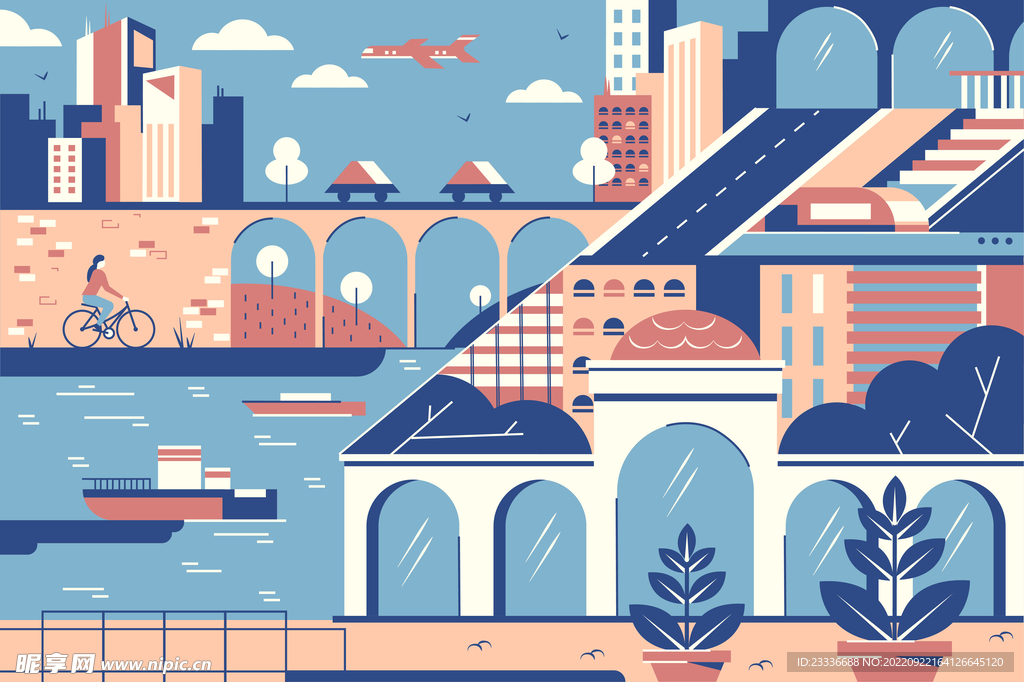 矢量几何扁平风插画