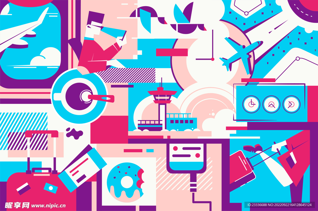 矢量几何扁平风插画