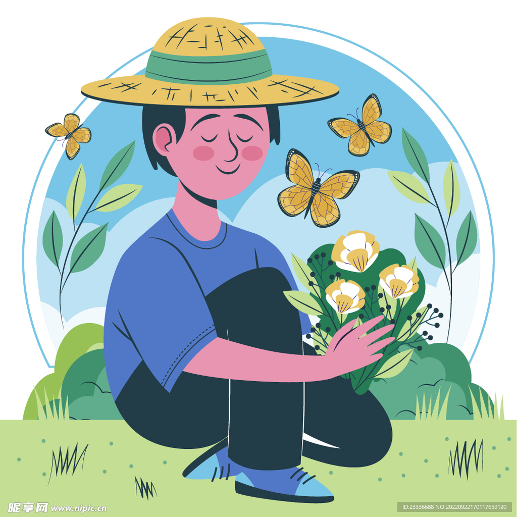 绿色自然植物插画