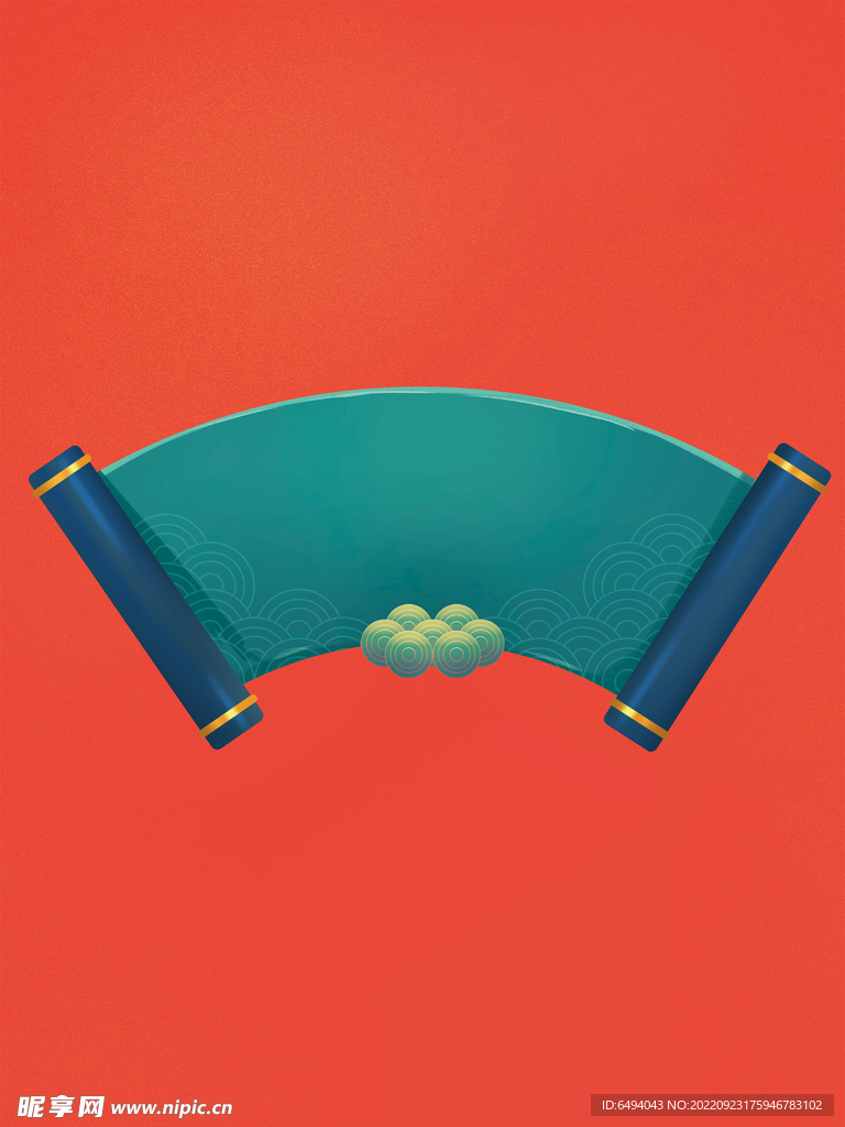 扇形卷轴扇面中国风背景框
