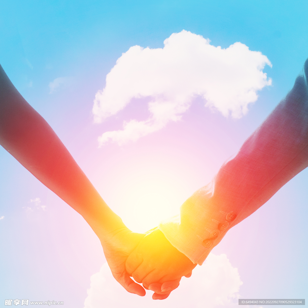 夕阳浪漫牵手爱情