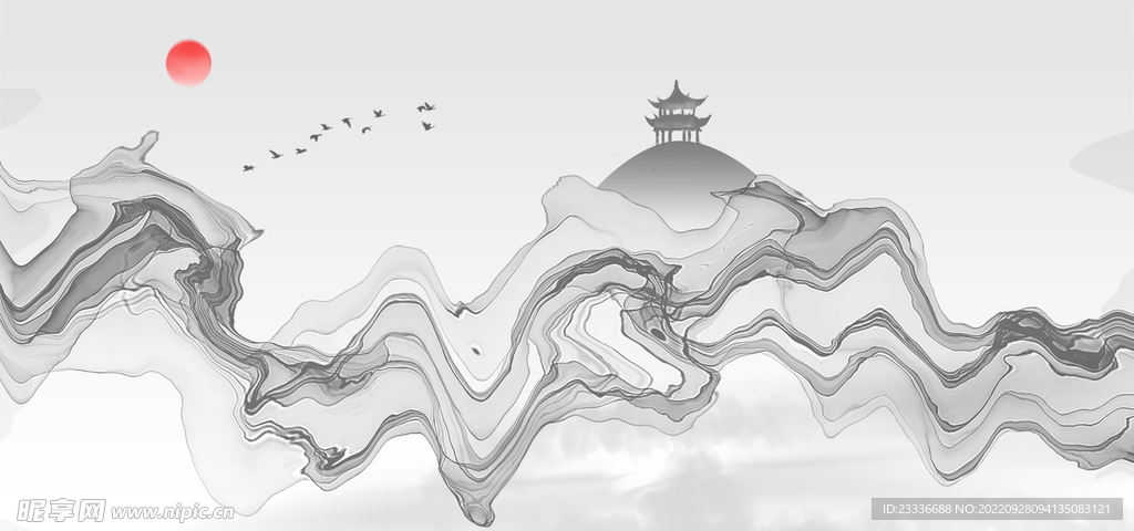 国风水墨山水素材