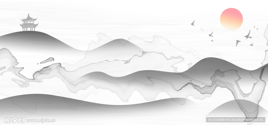  国风水墨山水素材