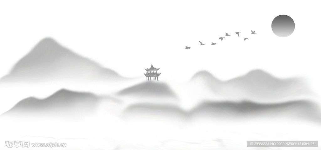 国风水墨山水素材