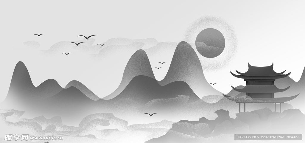 国风水墨山水素材