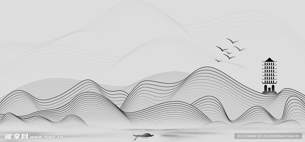 国风水墨山水素材