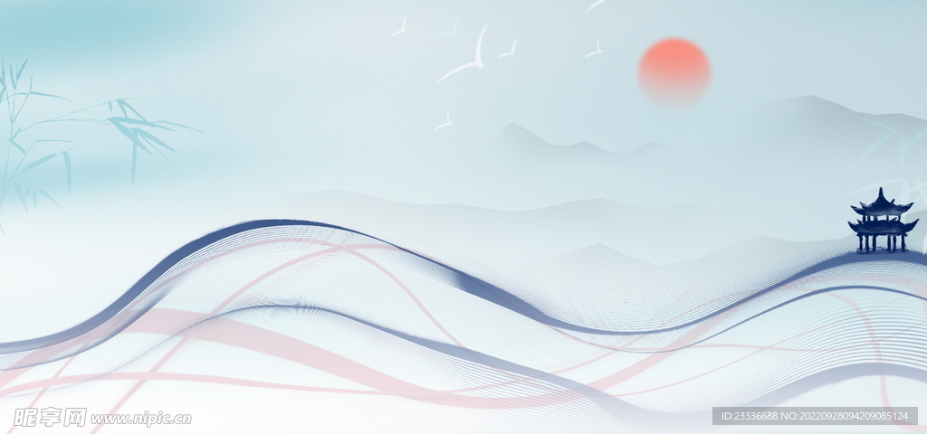 国风水墨山水素材