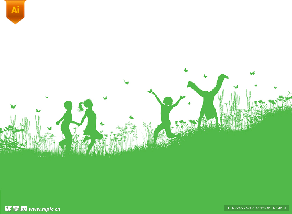 草地孩子绿色生态