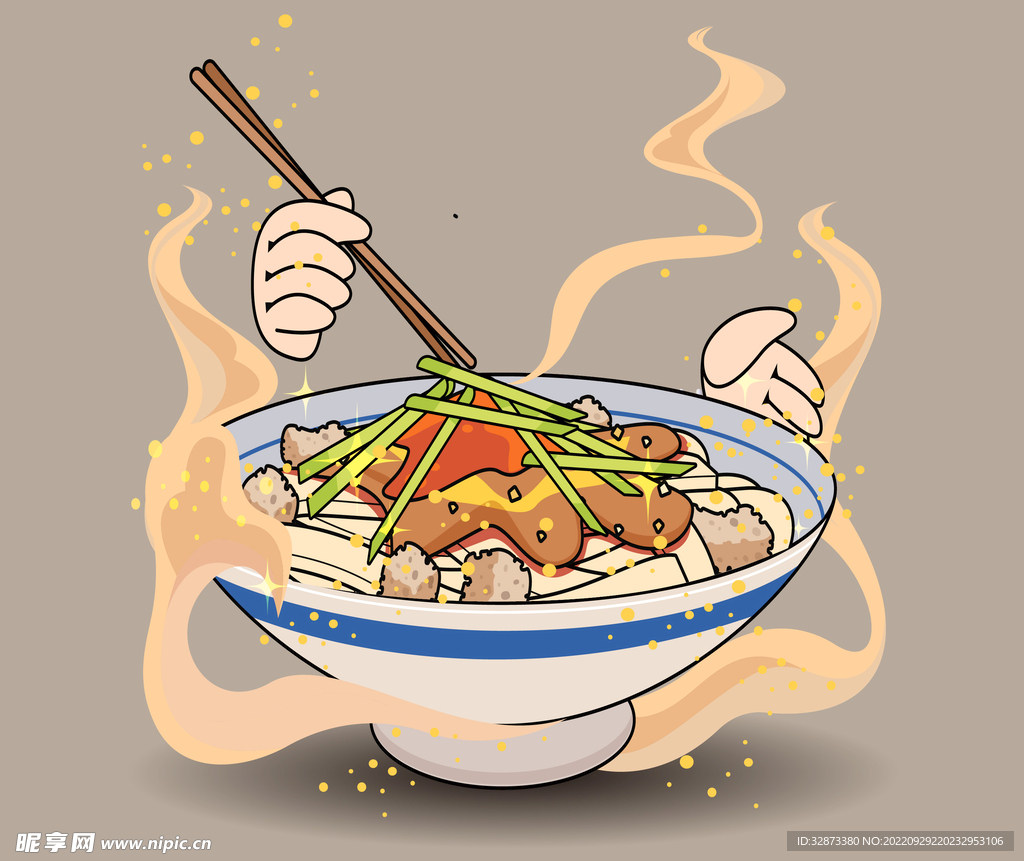 手绘矢量图美食小吃凉皮