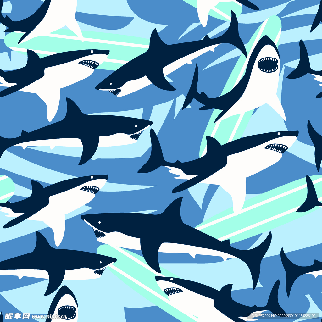 大牌 矢量鲨鱼花