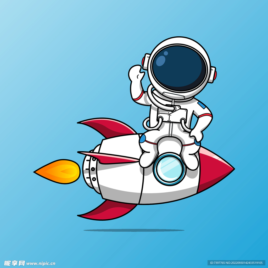 坐在火箭上的宇航员