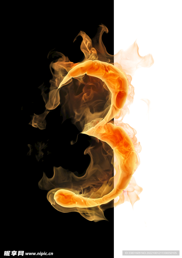 火焰倒计时特效数字3