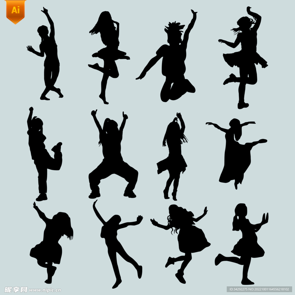 跳跃的青春人物剪影