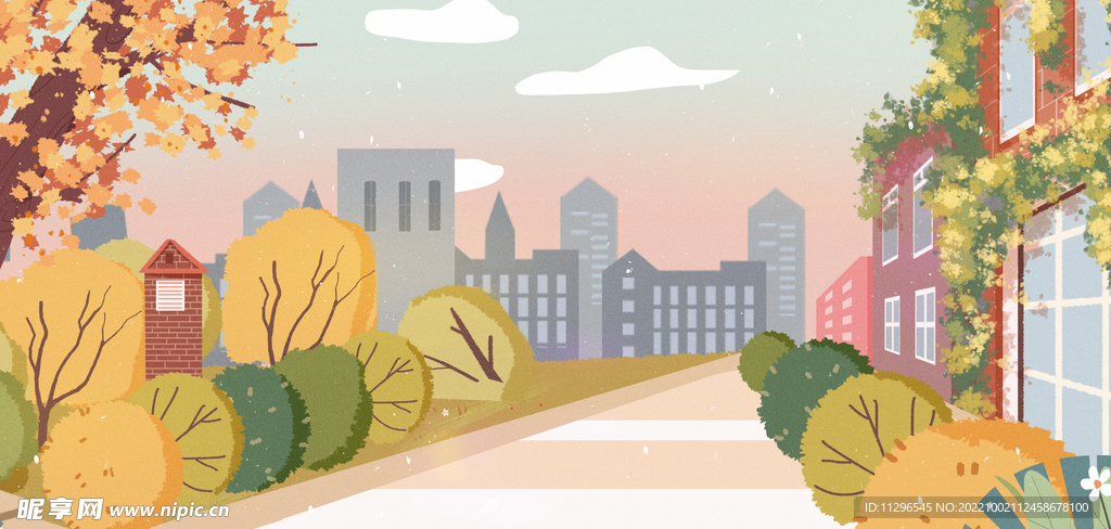 秋季手绘背景卡通