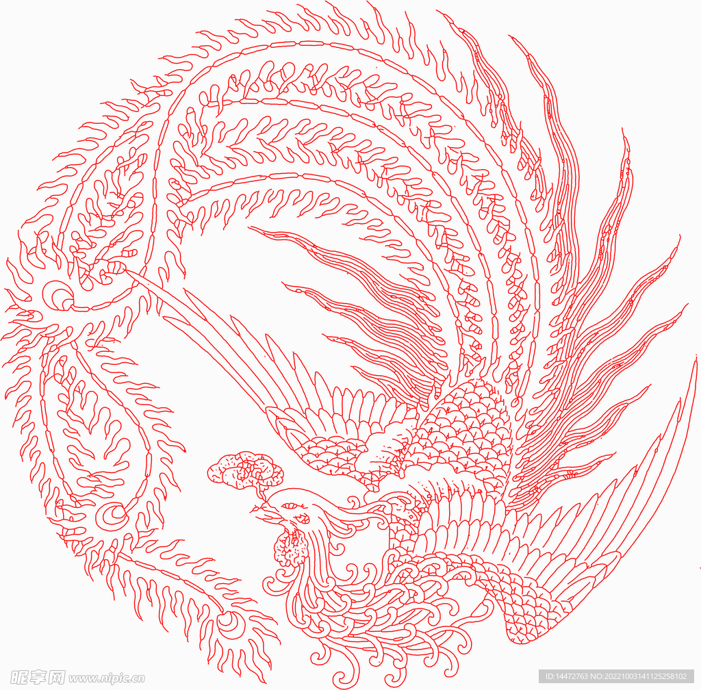 凤凰线描图