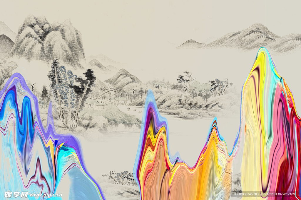 肌理油画扎染 淡蓝色水彩 背景