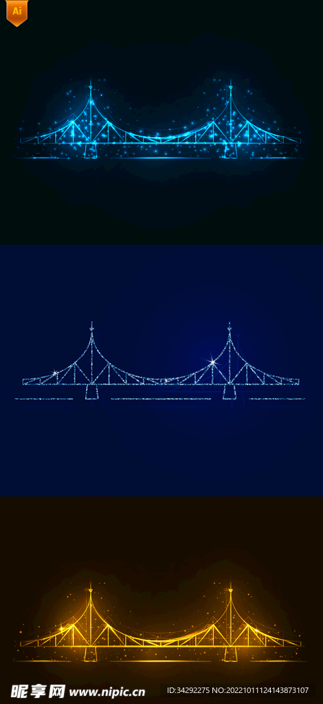 抽象发光水晶桥