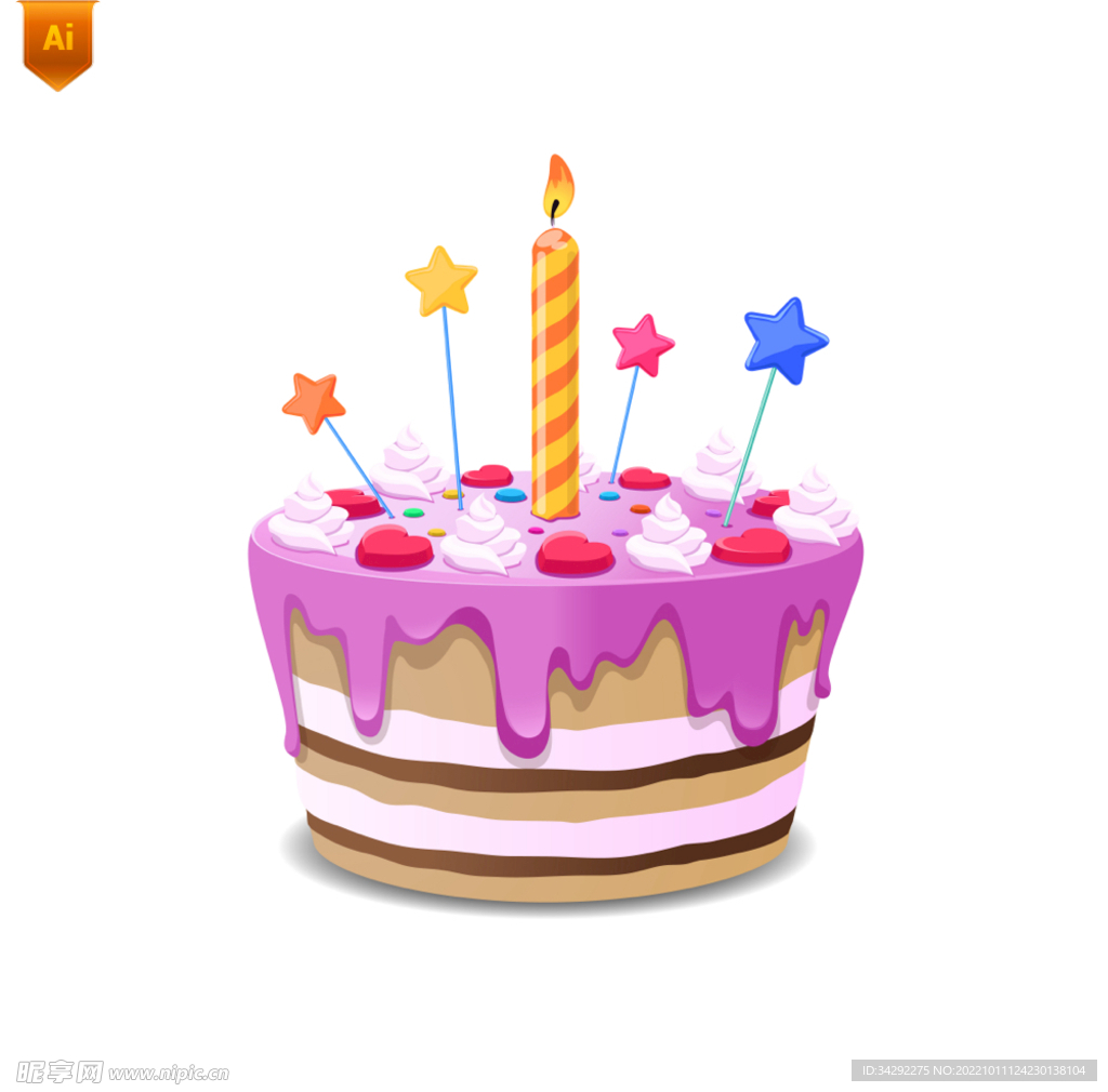 生日蛋糕卡通插画