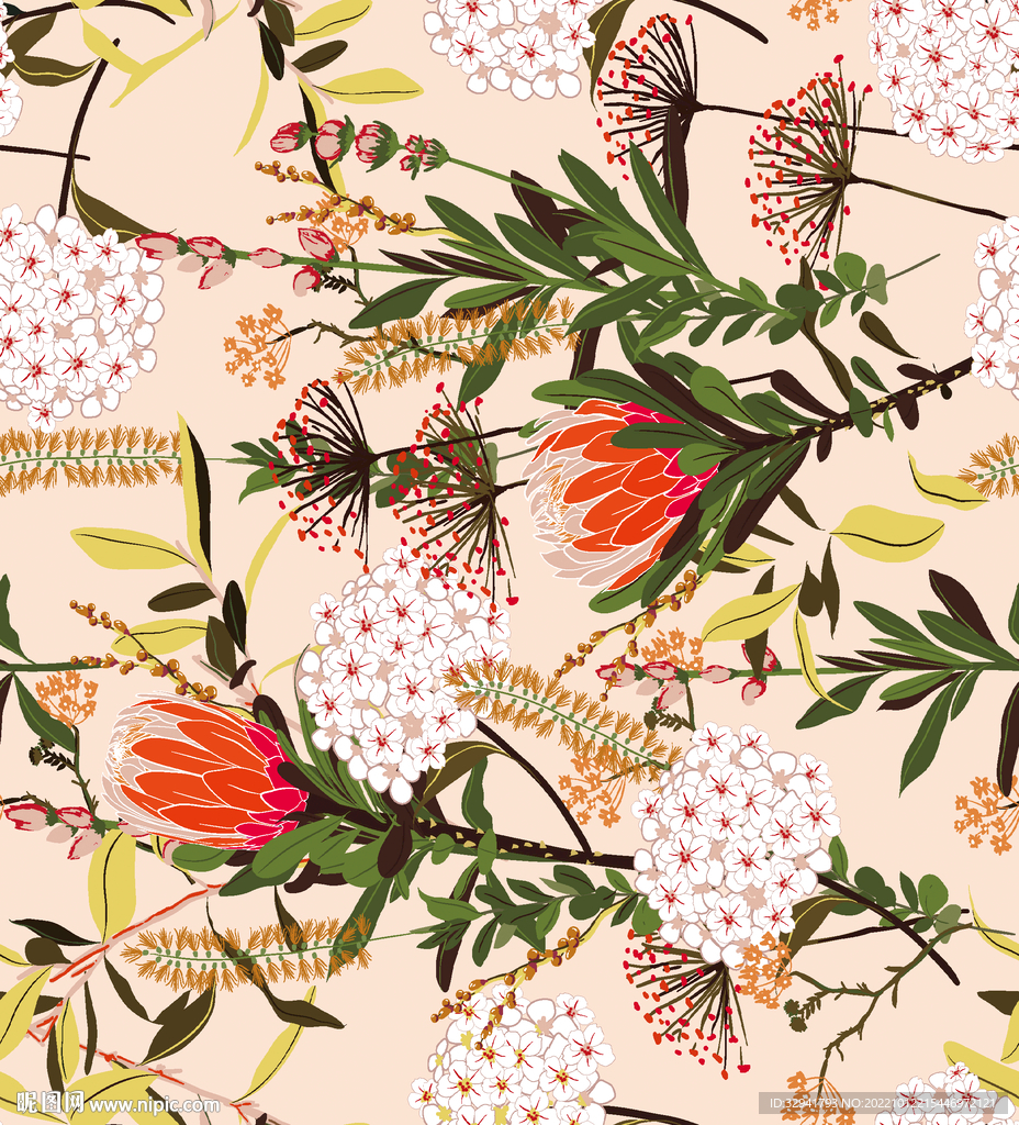 手绘花 矢量图 乱花