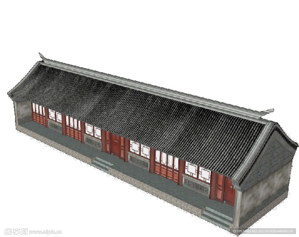 C4D模型古代瓦房