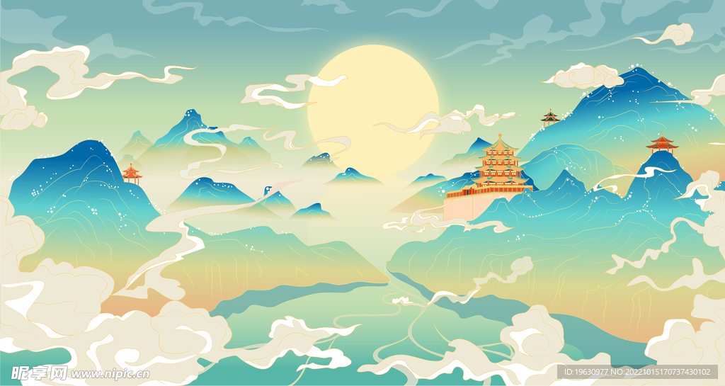 中国风山水插画