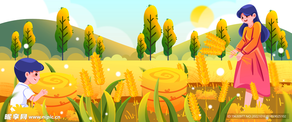 秋天时节插画banner