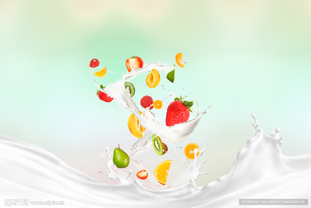 水果牛奶组合