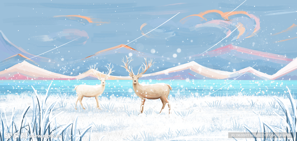 雪地里的鹿