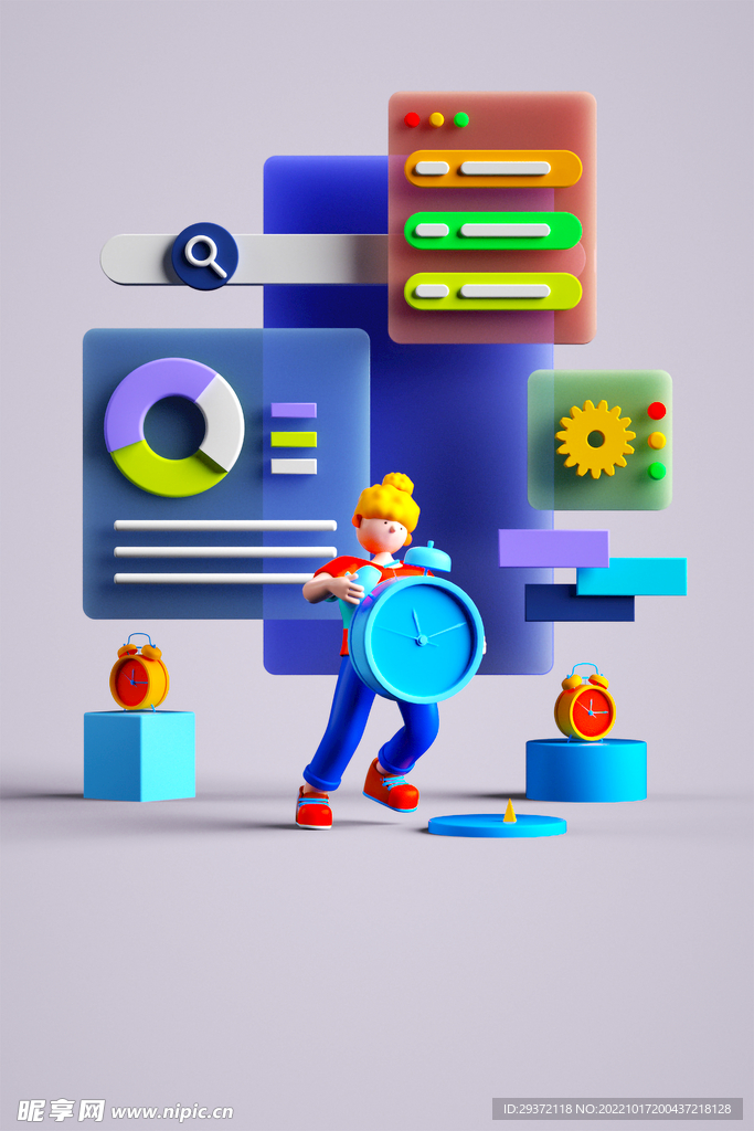 创意商务角色办公C4D立体