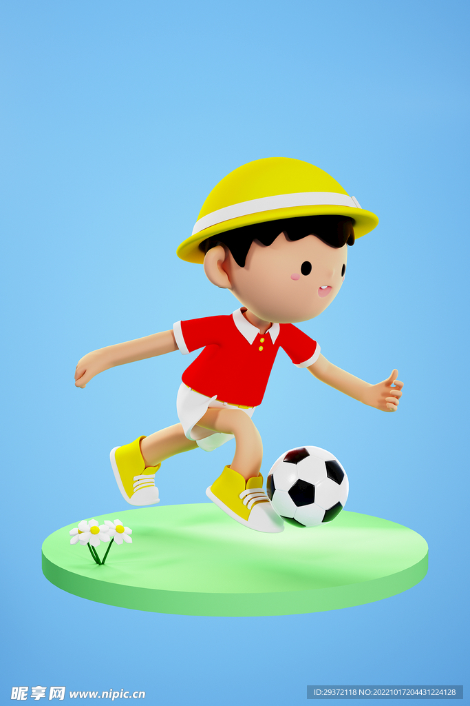 运动3D踢足球卡通人物背景