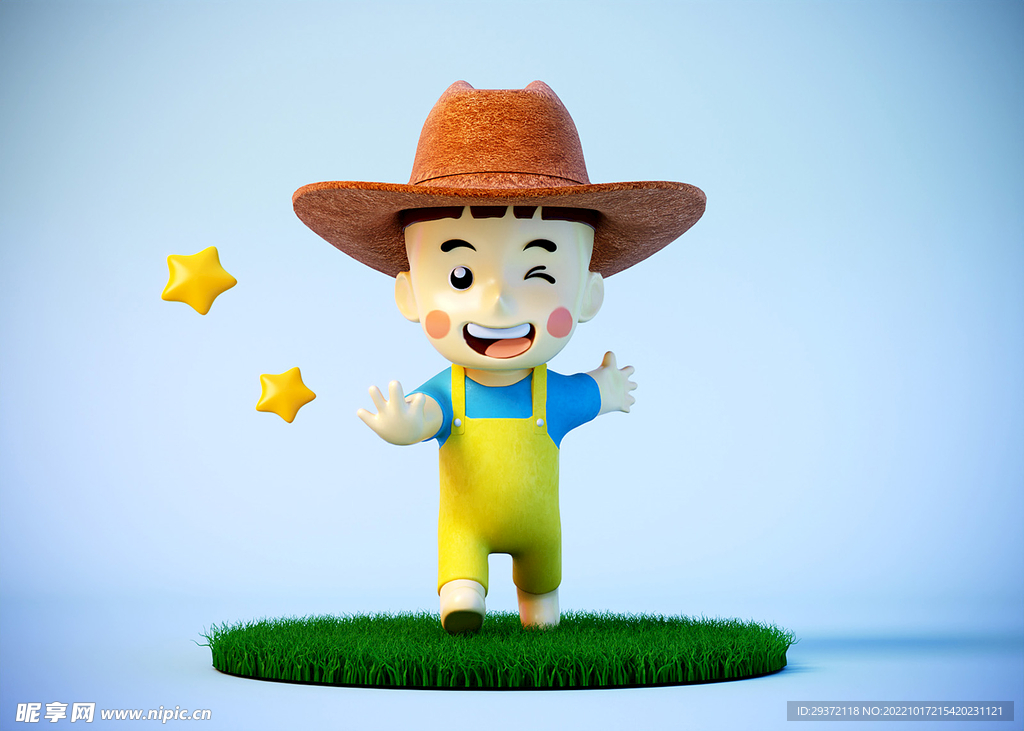 C4D可爱卡通小园丁