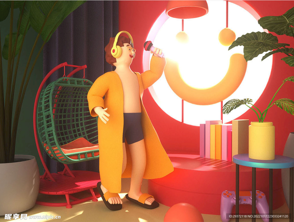 糖果色卡通家居风格欢唱主题