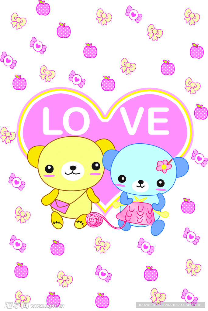 小熊爱心滑梯壁纸素材