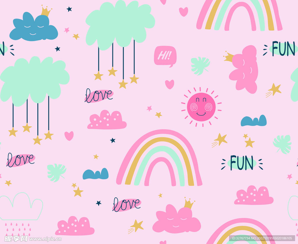 彩虹 字母 云朵