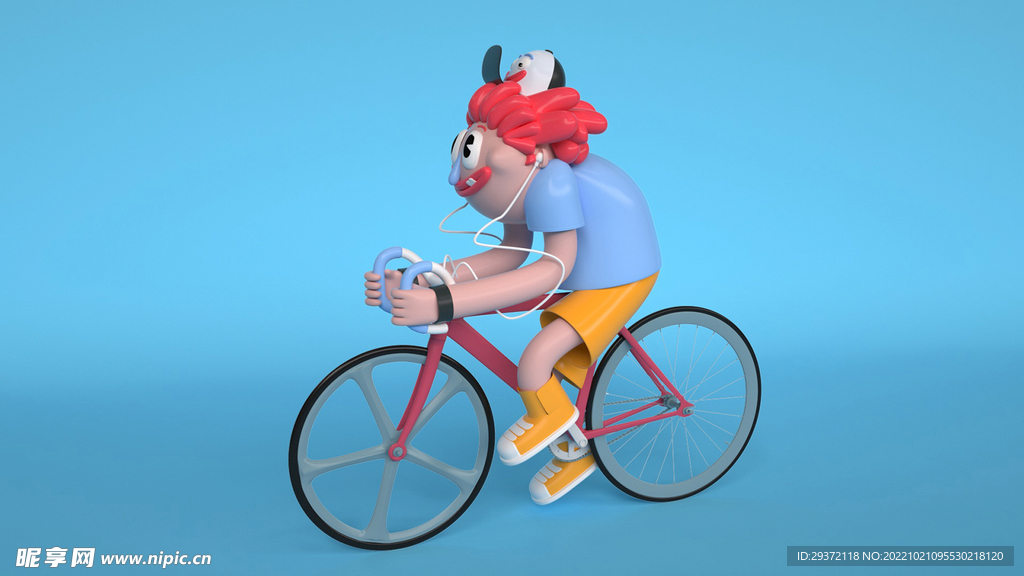 彩色卡通抽象风格骑行运动主题