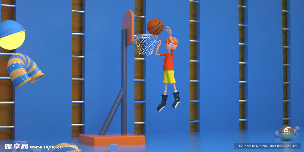 卡通男孩篮球健身运动ip形象