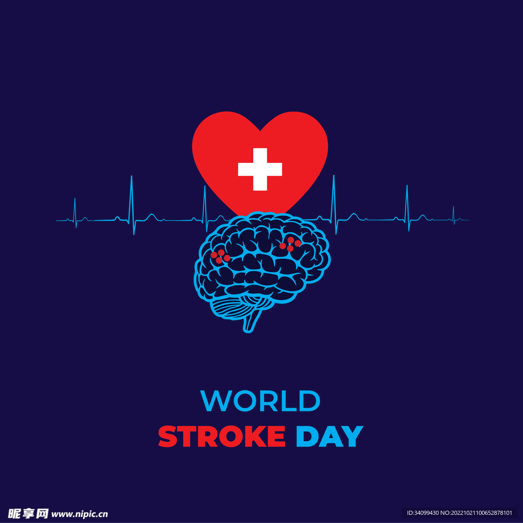 世界卒中日图标logo