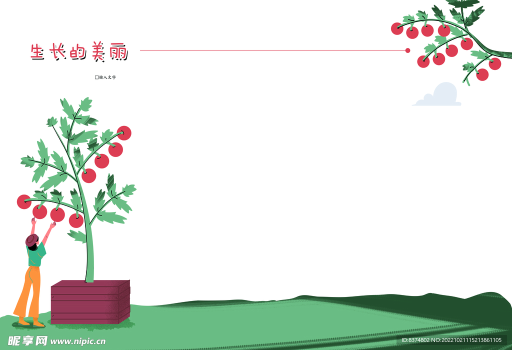 手绘植物蕃茄插画