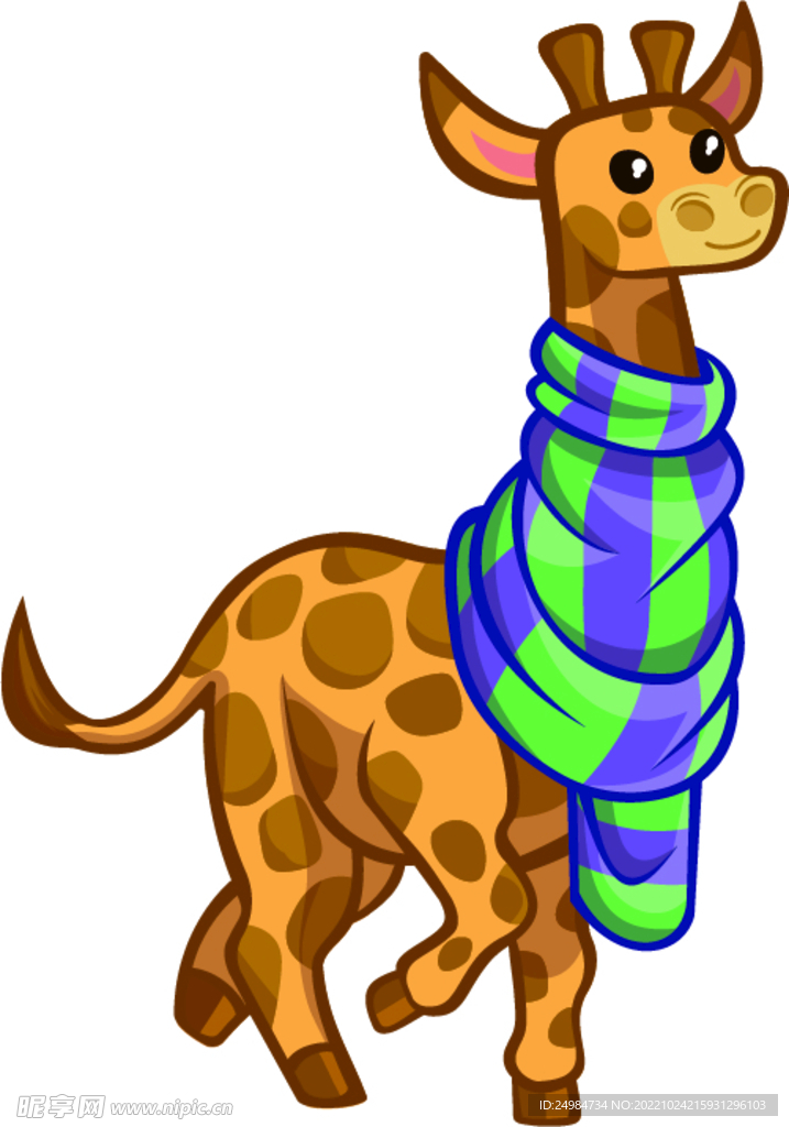 长颈鹿卡通矢量素材插画