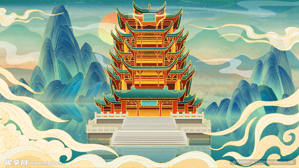 国潮建筑黄鹤楼