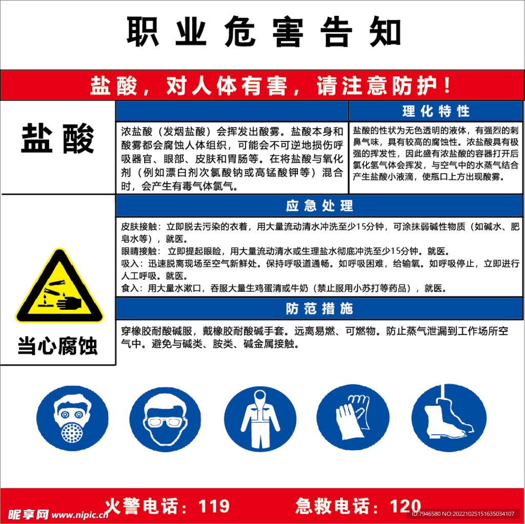 盐酸职业危害告知卡