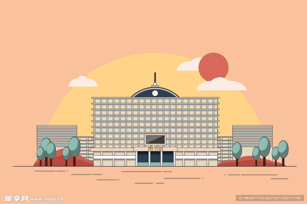 教育类扁平线性插画