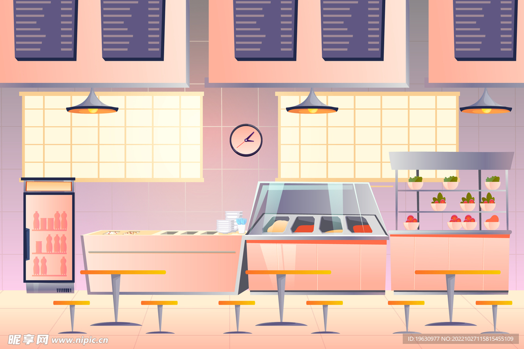 大学食堂矢量插画