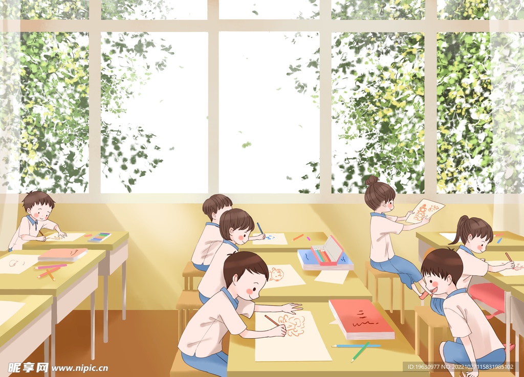 开学季教室里的小学生