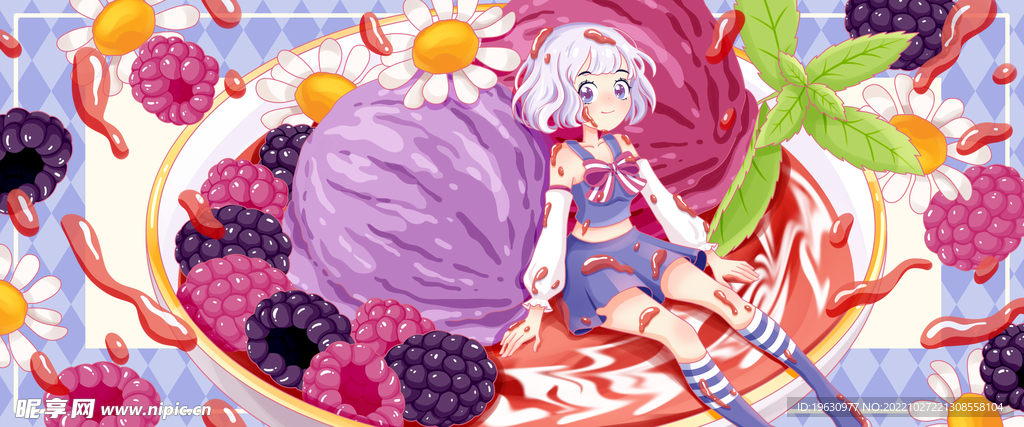 冰淇淋女孩插画